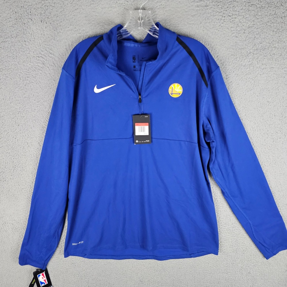 Nike 1/4 Zip Pullover Mens L Blue Golden State Warriors NBA Dri-FIT 941370-495